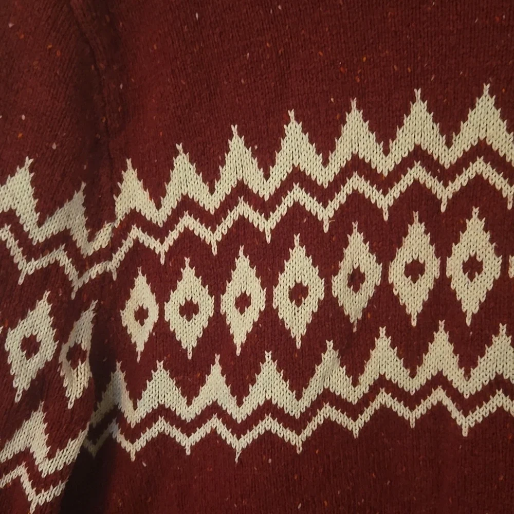 Goodfellow | Burgundy Fair Isle Crew Neck Sweater Size Large